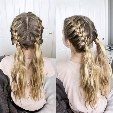 two french braids hairstyles|two french braids curly ends.